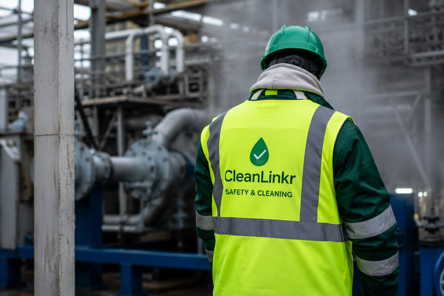 CleanLinkr medewerker op industrieel terrein